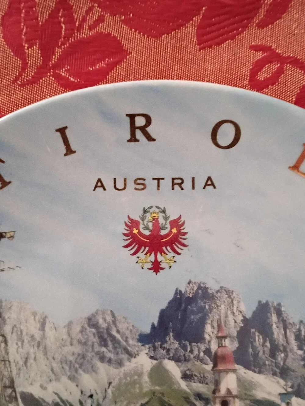 Tirol Austria Decorative Wall Plate - Blue and Yellow Scenic Art